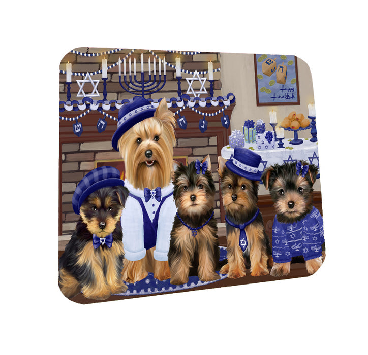 Happy Hanukkah Family Yorkshire Terrier Dogs Coasters Set of 4 CSTA57893