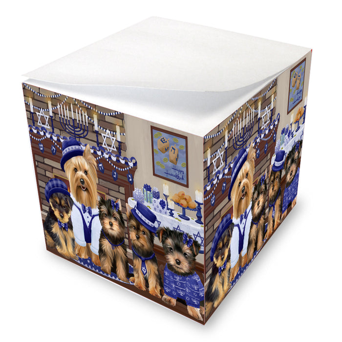 Happy Hanukkah Family Yorkshire Terrier Dogs Note Cube NOC-DOTD-A56604