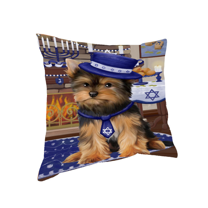 Happy Hanukkah Yorkshire Terrier Dog Pillow PIL85592