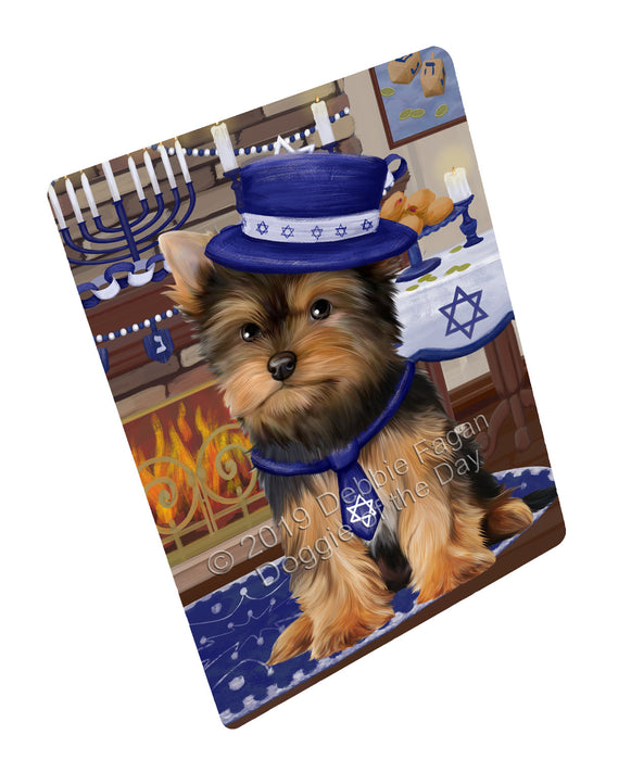 Happy Hanukkah Yorkshire Terrier Dog Cutting Board - For Kitchen - Scratch & Stain Resistant - Designed To Stay In Place - Easy To Clean By Hand - Perfect for Chopping Meats, Vegetables