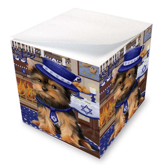 Happy Hanukkah Family Yorkshire Terrier Dogs Note Cube NOC-DOTD-A57668