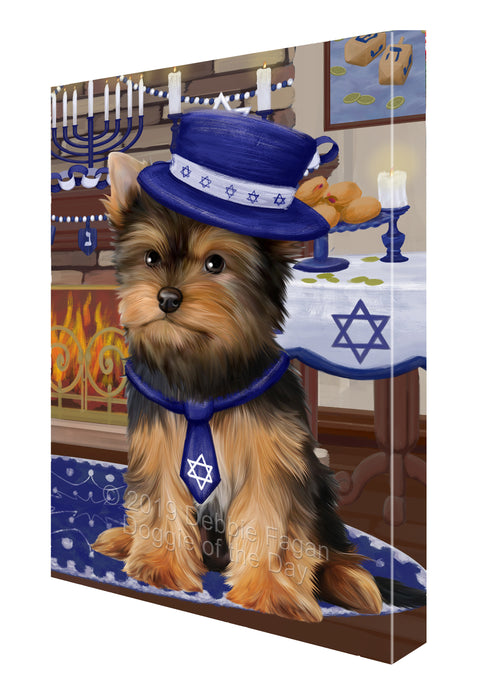 Happy Hanukkah Yorkshire Terrier Dog Canvas Print Wall Art Décor CVS144953