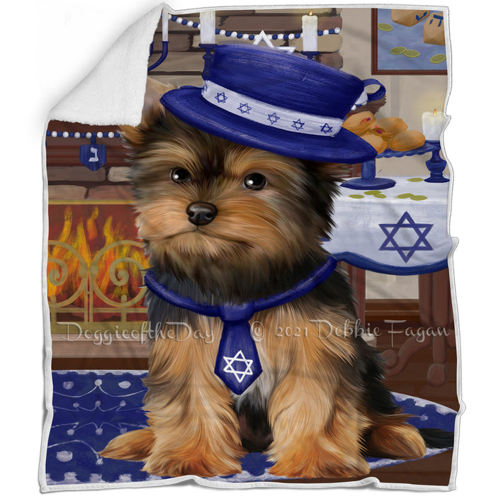 Happy Hanukkah Yorkshire Terrier Dog Blanket BLNKT144080