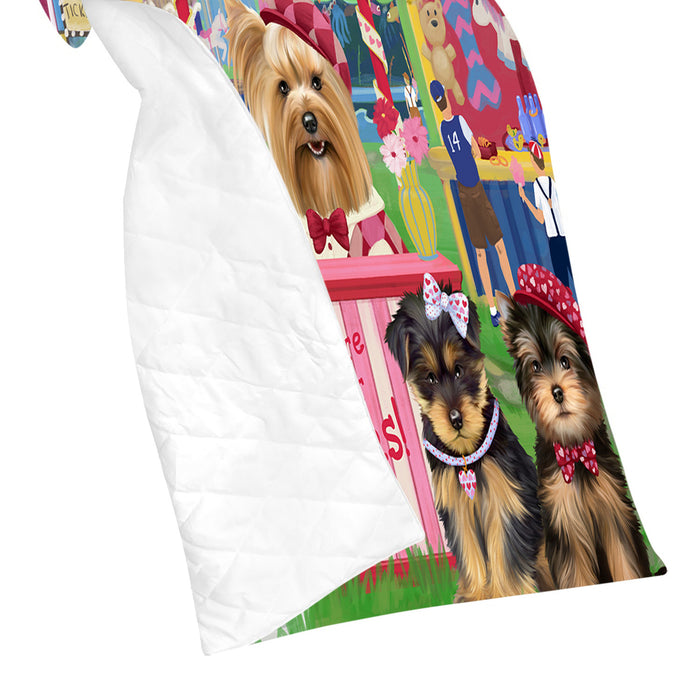 Carnival Kissing Booth Yorkshire Terrier Dogs Quilt