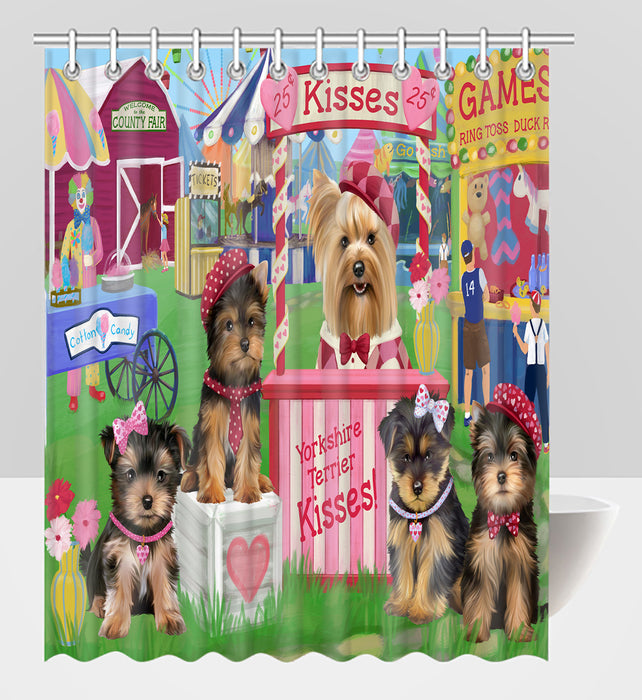 Carnival Kissing Booth Yorkshire Terrier Dogs Shower Curtain