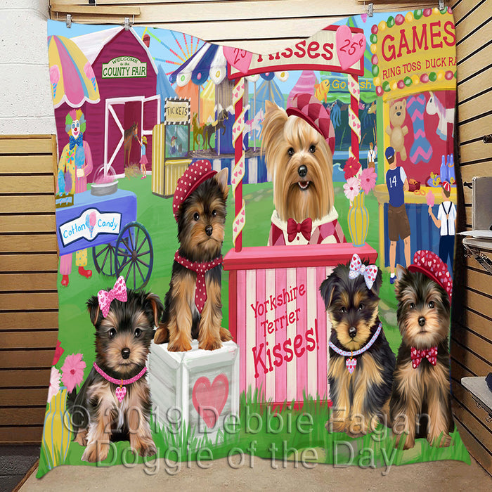 Carnival Kissing Booth Yorkshire Terrier Dogs Quilt
