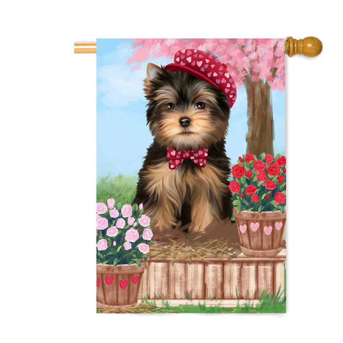 Personalized Rosie 25 Cent Kisses Yorkshire Terrier Dog Custom House Flag FLG64981