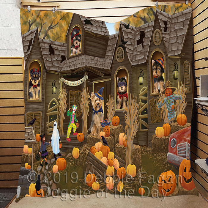Haunted House Halloween Trick or Treat Yorkshire Terrier Dogs Quilt