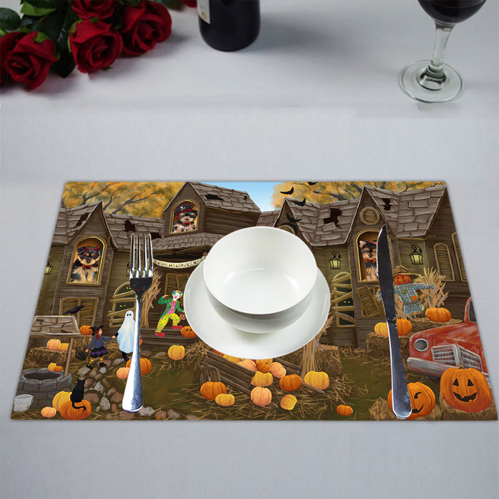 Haunted House Halloween Trick or Treat Yorkshire Terrier Dogs Placemat