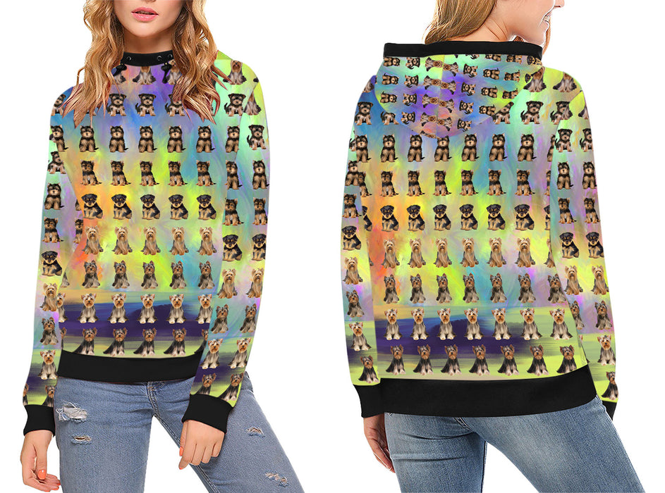 Paradise Wave Yorkshire Terrier Dogs High Neck Pullover Women's Hoodie