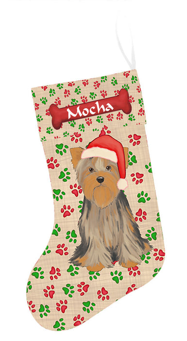 Pet Name Personalized Christmas Paw Print Yorkshire Terrier Dogs Stocking