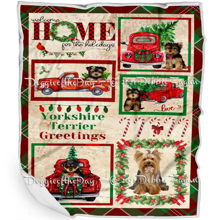 Welcome Home for Christmas Holidays Yorkshire Terrier Dogs Blanket BLNKT72266