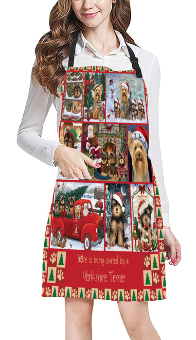 Love is Being Owned Christmas Yorkshire Terrier Dogs Apron