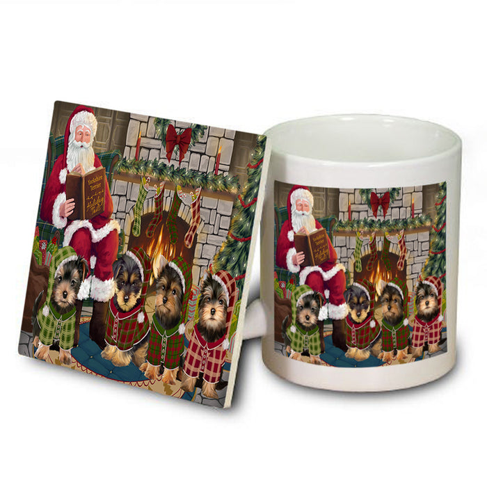 Christmas Cozy Holiday Tails Yorkshire Terriers Dog Mug and Coaster Set MUC55395