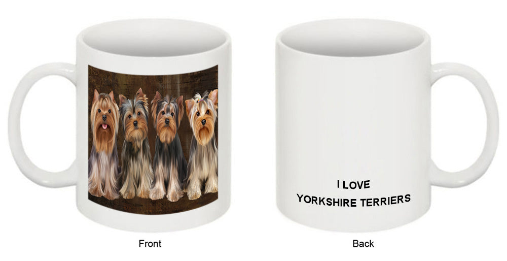 Rustic 4 Yorkshire Terriers Dog Coffee Mug MUG49773