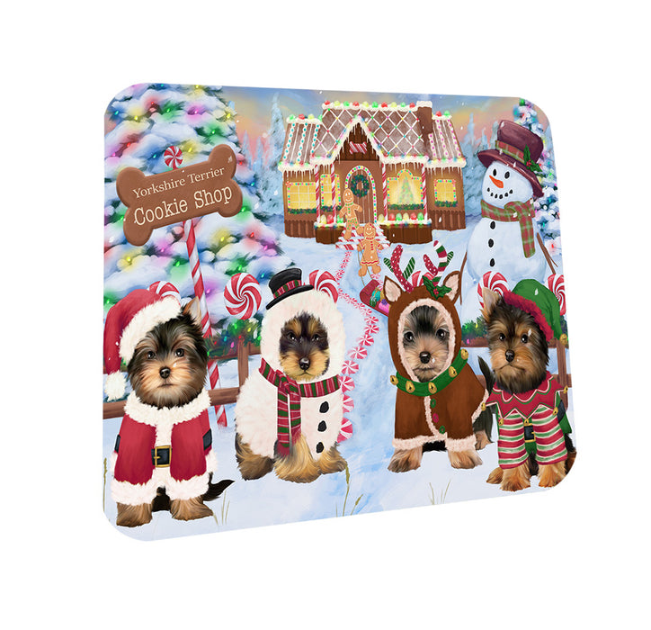 Holiday Gingerbread Cookie Shop Yorkshire Terriers Dog Coasters Set of 4 CST56593