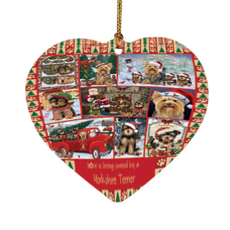 Love is Being Owned Christmas Yorkshire Terrier Dogs Heart Christmas Ornament HPOR57897