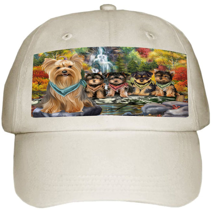 Scenic Waterfall Yorkshire Terriers Dog Ball Hat Cap HAT52425