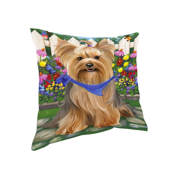Spring Floral Yorkshire Terrier Dog Pillow PIL56620