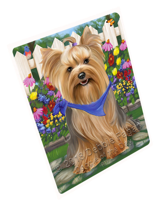 Spring Floral Yorkshire Terrier Dog Cutting Board C54441