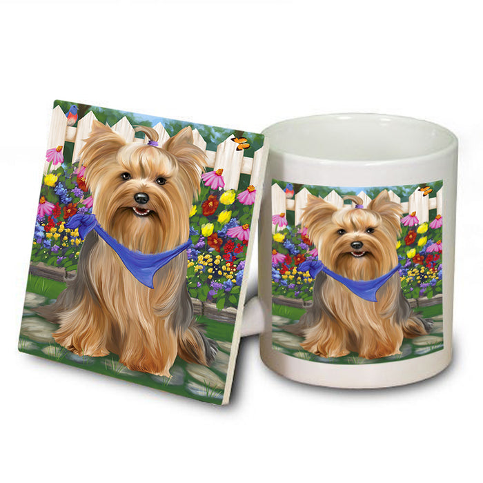 Spring Floral Yorkshire Terrier Dog Mug and Coaster Set MUC52279