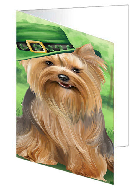 St. Patricks Day Irish Portrait Yorkshire Terrier Dog Handmade Artwork Assorted Pets Greeting Cards and Note Cards with Envelopes for All Occasions and Holiday Seasons GCD52340