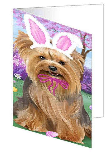 Yorkshire Terrier Dog Easter Holiday Handmade Artwork Assorted Pets Greeting Cards and Note Cards with Envelopes for All Occasions and Holiday Seasons GCD51938