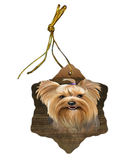 Rustic Yorkshire Terrier Dog Star Porcelain Ornament SPOR50487
