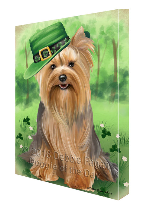 St. Patricks Day Irish Portrait Yorkshire Terrier Dog Canvas Wall Art CVS59826