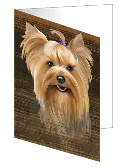 Rustic Yorkshire Terrier Dog Handmade Artwork Assorted Pets Greeting Cards and Note Cards with Envelopes for All Occasions and Holiday Seasons GCD55532