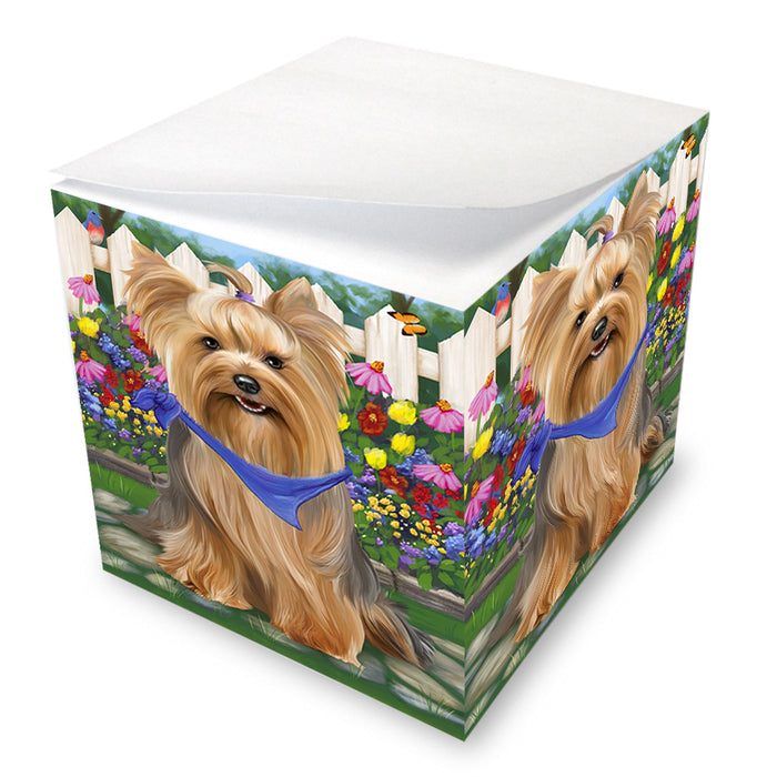 Spring Floral Yorkshire Terrier Dog Note Cube NOC52287