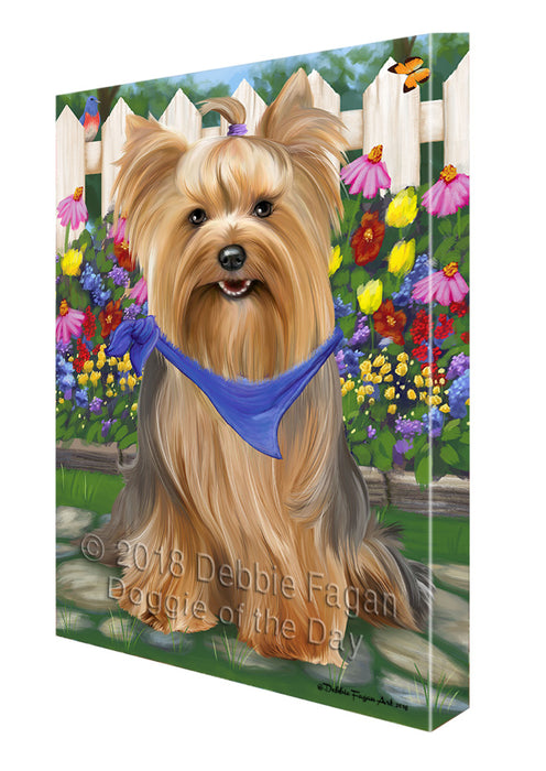 Spring Floral Yorkshire Terrier Dog Canvas Wall Art CVS67471