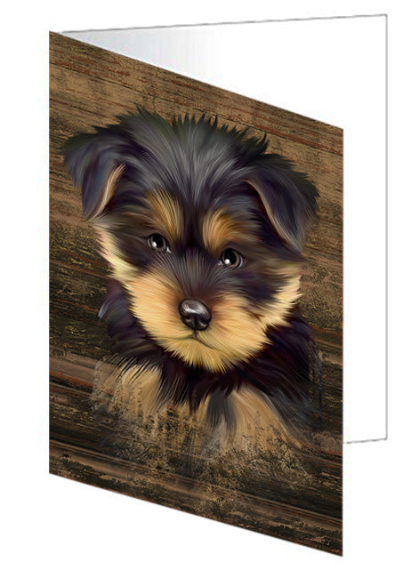 Rustic Yorkshire Terrier Dog Handmade Artwork Assorted Pets Greeting Cards and Note Cards with Envelopes for All Occasions and Holiday Seasons GCD55535