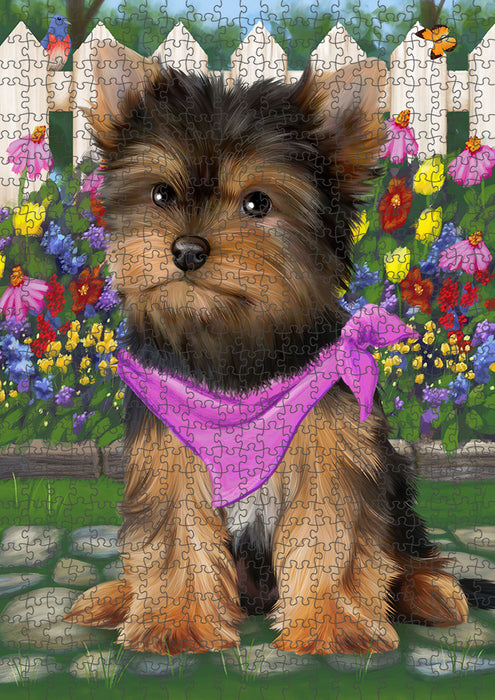 Spring Floral Yorkshire Terrier Dog Puzzle with Photo Tin PUZL54282