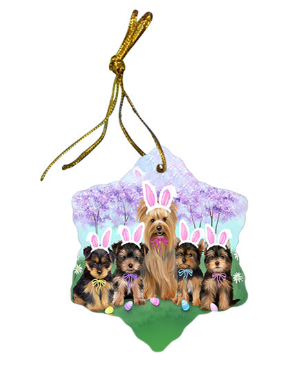 Yorkshire Terriers Dog Easter Holiday Star Porcelain Ornament SPOR49296