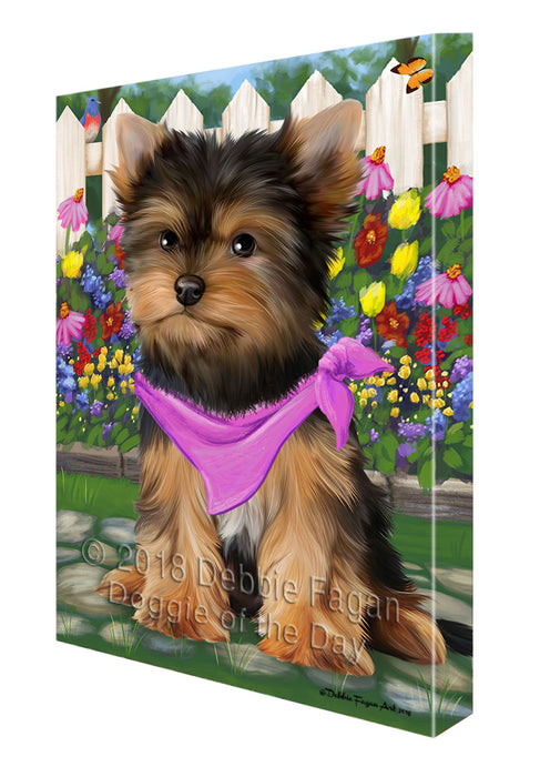 Spring Floral Yorkshire Terrier Dog Canvas Wall Art CVS67480