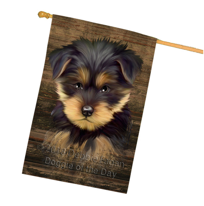 Rustic Yorkshire Terrier Dog House Flag FLG50519