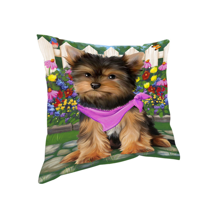 Spring Floral Yorkshire Terrier Dog Pillow PIL56624