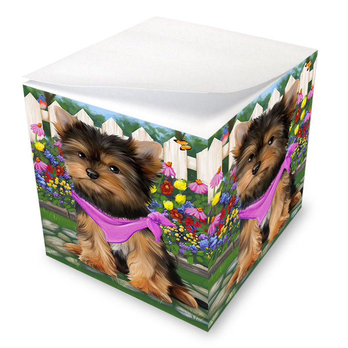 Spring Floral Yorkshire Terrier Dog Note Cube NOC52288