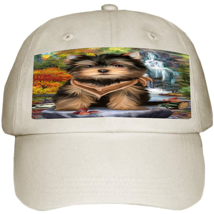 Scenic Waterfall Yorkshire Terriers Dog Ball Hat Cap HAT52428