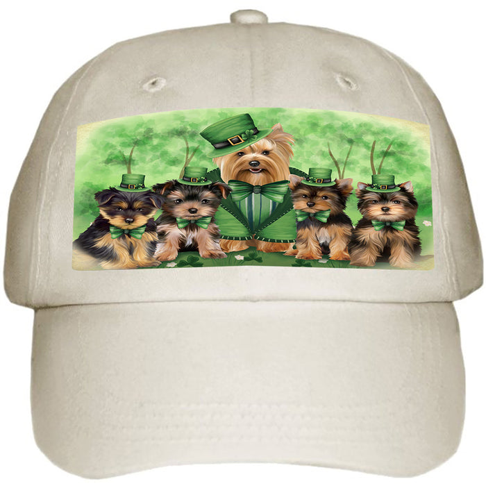 St. Patricks Day Irish Family Portrait Yorkshire Terriers Dog Ball Hat Cap HAT52047