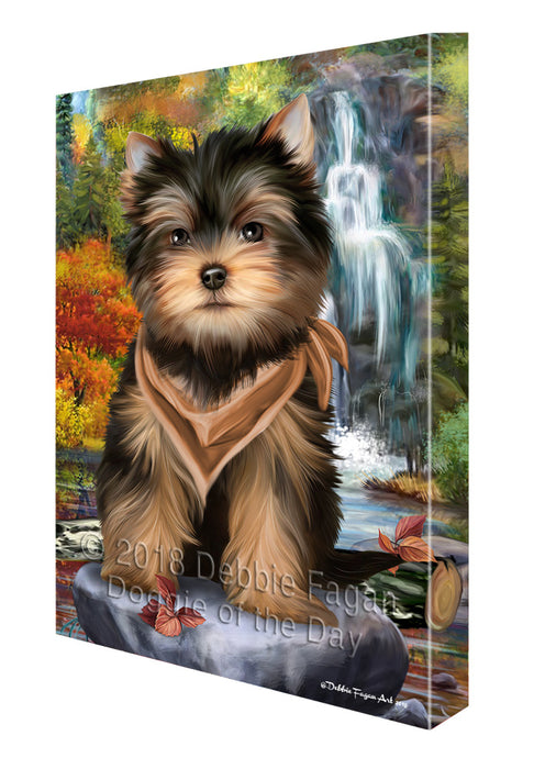 Scenic Waterfall Yorkshire Terrier Dog Canvas Wall Art CVS61392