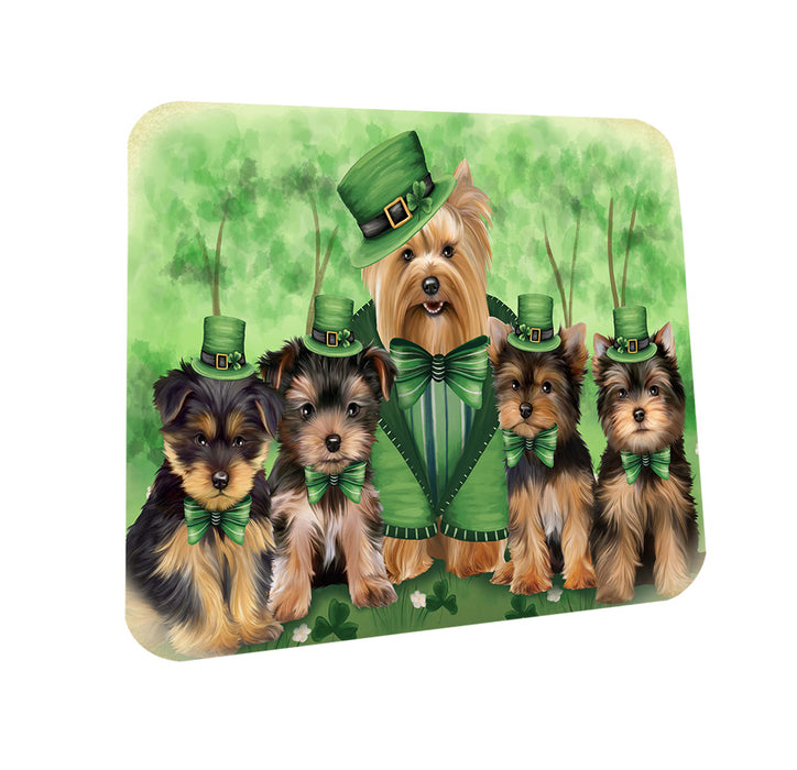 St. Patricks Day Irish Family Portrait Yorkshire Terriers Dog Coasters Set of 4 CST49397
