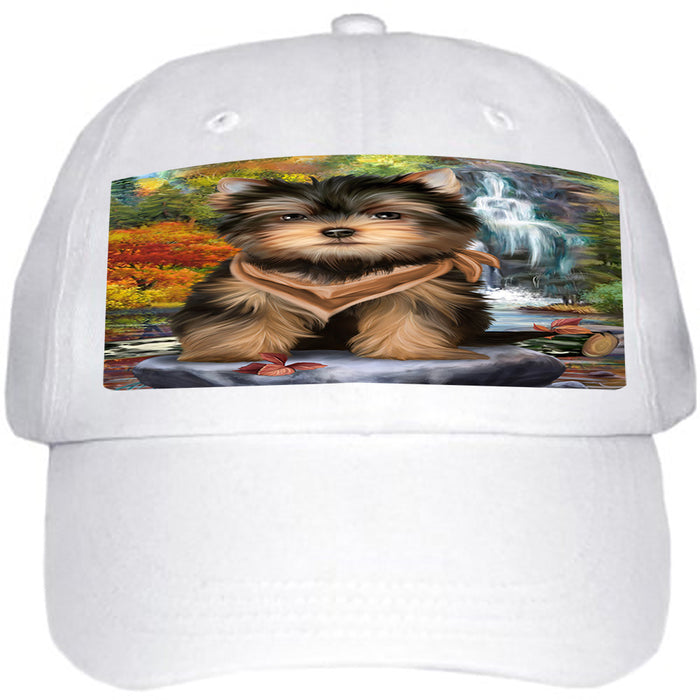 Scenic Waterfall Yorkshire Terriers Dog Ball Hat Cap HAT52428