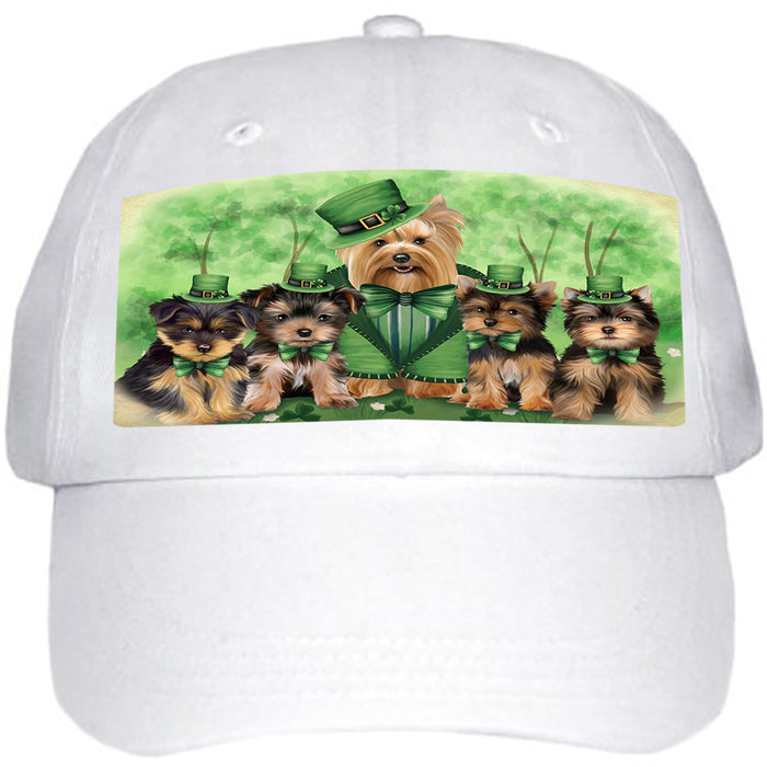St. Patricks Day Irish Family Portrait Yorkshire Terriers Dog Ball Hat Cap HAT52047