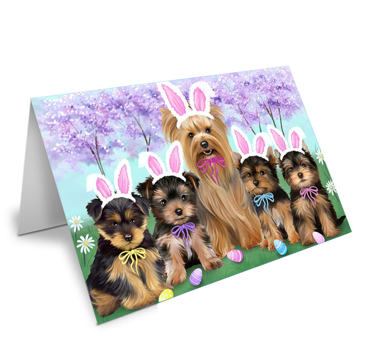 Yorkshire Terriers Dog Easter Holiday Handmade Artwork Assorted Pets Greeting Cards and Note Cards with Envelopes for All Occasions and Holiday Seasons GCD51941