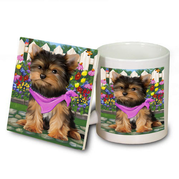 Spring Floral Yorkshire Terrier Dog Mug and Coaster Set MUC52280