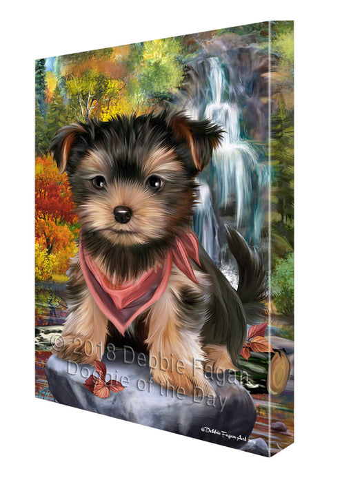 Scenic Waterfall Yorkshire Terrier Dog Canvas Wall Art CVS61401