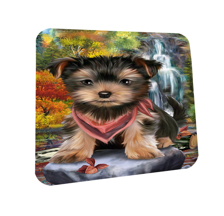 Scenic Waterfall Yorkshire Terrier Dog Coasters Set of 4 CST49491
