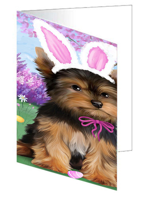 Yorkshire Terrier Dog Easter Holiday Handmade Artwork Assorted Pets Greeting Cards and Note Cards with Envelopes for All Occasions and Holiday Seasons GCD51944